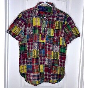 Vintage Polo Ralph Lauren Mens‎ M Madras Patchwork Floral Paisley Pullover Rare